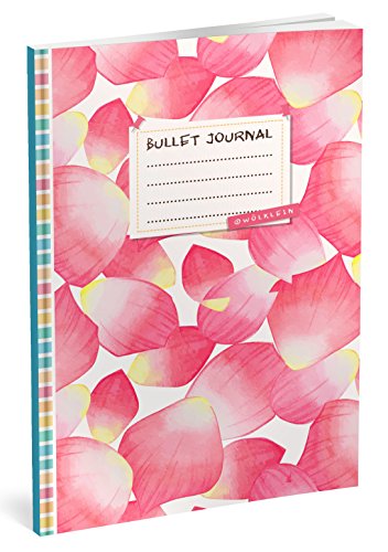 Bullet Journal: Punktraster Notizbuch (Ca. A5) + 100 Seiten + Vintage Softcover | TOP Motiv: Rosa Blüten | Dot Grid Journal, Kalligraphie Übungsheft, Punktpapier +++ Jetzt mit Register +++ von CREATESPACE