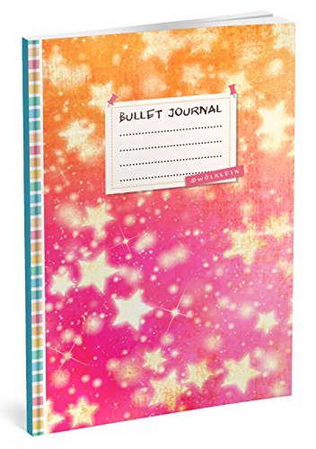 Bullet Journal: Punktraster Notizbuch (Ca. A5) + 100 Seiten + Vintage Softcover | TOP Motiv: Sterne | Dotted Grid Notebook, Kaligrafie Papier, Punktpapier +++ Jetzt mit Register +++