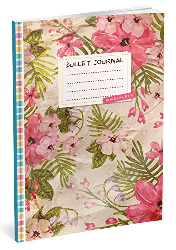 Bullet Journal: Punktraster Notizbuch (Ca. A5) + 100 Seiten + Vintage Softcover | TOP Motiv: Vintage Flower | Dotted Grid Notebook, Kaligrafie Papier, Punktpapier +++ Jetzt mit Register +++