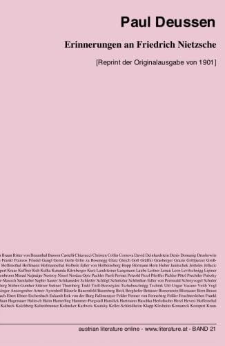 Erinnerungen an Friedrich Nietzsche: [Reprint der Originalausgabe von 1901]