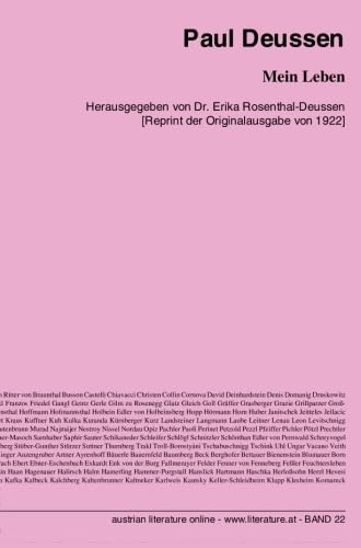 Mein Leben: Herausgegeben von Dr. Erika Rosenthal-Deussen [Reprint der Originalausgabe von 1922] von University of Innsbruck