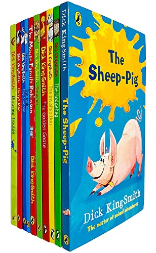 Dick King-Smith 10-Bücher-Sammlungsset (Sheep-Pig, Hodgeheg, Invisible Dog, Golden Goose, Smasher, Mouse Family Robinson, Jenius, Swoose, Harry's Mad & Dinosaur Trouble)