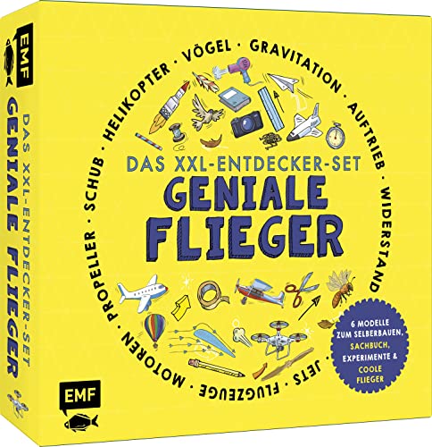 Das XXL-Entdecker-Set – Geniale Flieger: 6 Modelle zum Selberbauen, Sachbuch, Experimente und faszinierende Flugmaschinen: Baue und erforsche Flugzeuge, Drohnen, Raketen und da-Vincis-Flugmaschine von Edition Michael Fischer / EMF Verlag