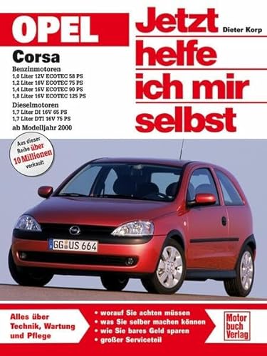 Opel Corsa C Benzin-und Dieselmotoren ab Modelljahr 2000: Benzinmotoren: 1,0 Liter 12V, ECOTEC 58 PS; 1,2 Liter 16V, ECOTEC 75 PS; 1,4 Liter 16V, ... DTI 16V 75 PS (Jetzt helfe ich mir selbst)