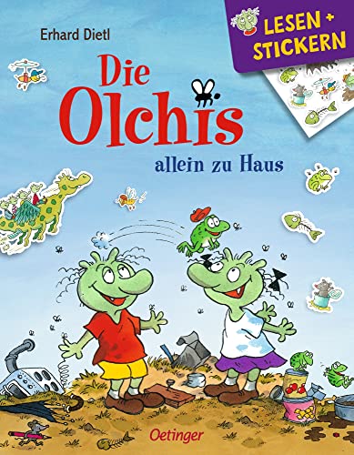 Lesen + Stickern. Die Olchis allein zu Haus: Interaktives Buch zum Lesenlernen mit vielen bunten Stickern für Vorschul-Kinder ab 5 Jahren