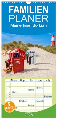 Familienplaner 2025 - Meine Insel Borkum mit 5 Spalten (Wandkalender, 21 cm x 45 cm), CALVENDO von CALVENDO