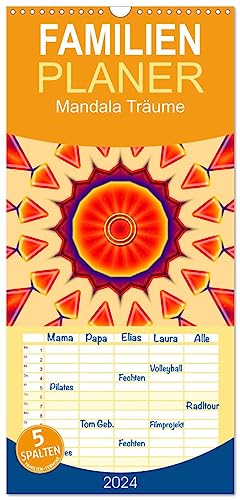 Familienplaner 2024 - Mandala Träume mit 5 Spalten (Wandkalender, 21 cm x 45 cm) CALVENDO