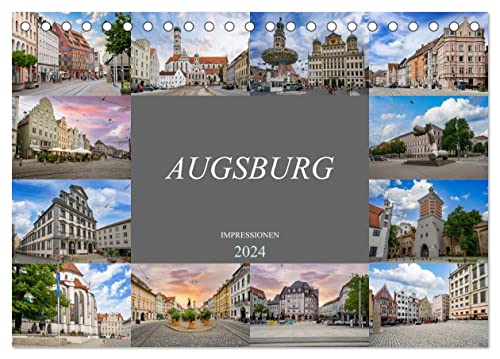 Augsburg Impressionen (Tischkalender 2024 DIN A5 quer), CALVENDO Monatskalender