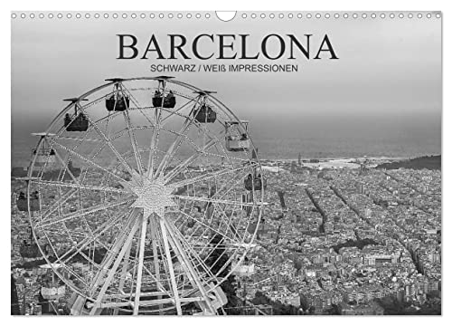 Barcelona Schwarz/Weiß Impressionen (Wandkalender 2024 DIN A3 quer), CALVENDO Monatskalender