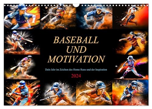 Baseball und Motivation (Wandkalender 2024 DIN A3 quer), CALVENDO Monatskalender