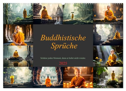 Buddhistische Sprüche (Wandkalender 2025 DIN A2 quer), CALVENDO Monatskalender: Lass die Weisheit des Buddhismus deinen Alltag erhellen, ein Jahr ... Erkenntnisse (CALVENDO Gesundheit) von CALVENDO
