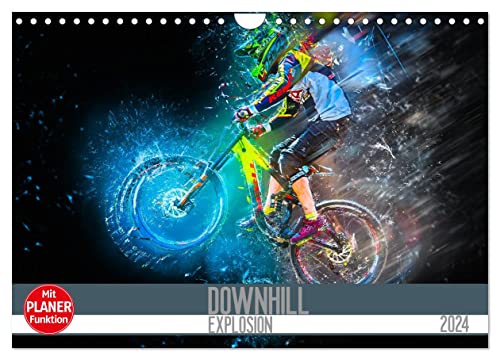 Downhill Explosion (Wandkalender 2024 DIN A4 quer), CALVENDO Monatskalender: Zwölf einzigartig farbgewaltige Bilder von Downhillbikes und ihren Fahrern (CALVENDO Sport)