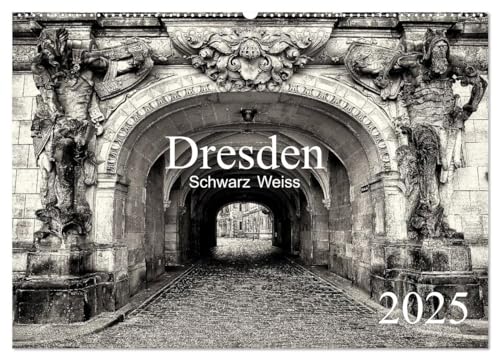 Dresden Schwarz Weiss 2025 (Wandkalender 2025 DIN A2 quer), CALVENDO Monatskalender
