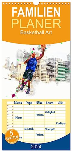Familienplaner 2024 - Basketball Art mit 5 Spalten (Wandkalender, 21 cm x 45 cm) CALVENDO von CALVENDO