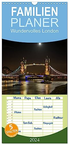 Familienplaner 2024 - Wundervolles London mit 5 Spalten (Wandkalender, 21 cm x 45 cm) CALVENDO