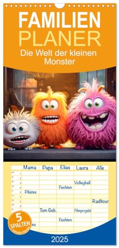 Familienplaner 2025 - Die Welt der kleinen Monster mit 5 Spalten (Wandkalender, 21 cm x 45 cm), CALVENDO