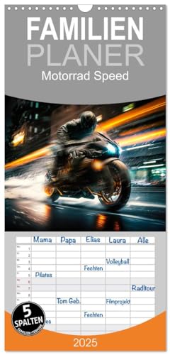 Familienplaner 2025 - Motorrad Speed mit 5 Spalten (Wandkalender, 21 cm x 45 cm), CALVENDO