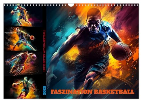 Faszination Basketball (Wandkalender 2025 DIN A3 quer), CALVENDO Monatskalender