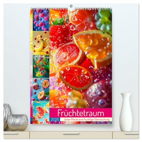 Früchtetraum - Jeden Monat eine fruchtige Überraschung (hochwertiger Premium Wandkalender 2025 DIN A2 hoch), Kunstdruck in Hochglanz von CALVENDO