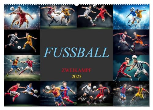 Fussball - Zweikampf (Wandkalender 2025 DIN A2 quer), CALVENDO Monatskalender von CALVENDO