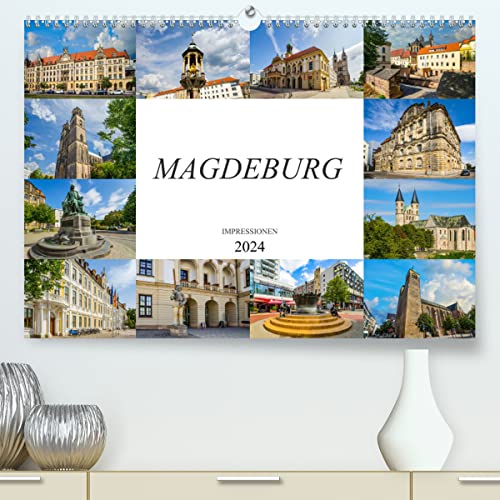 Magdeburg Impressionen (hochwertiger Premium Wandkalender 2024 DIN A2 quer), Kunstdruck in Hochglanz