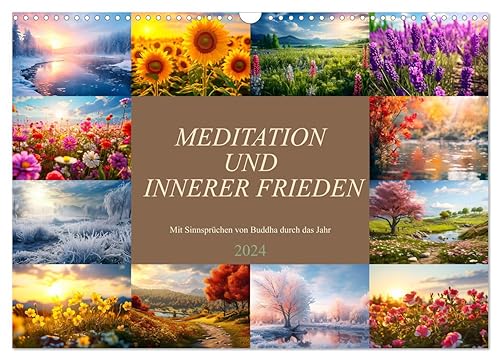 Meditation und innerer Frieden (Wandkalender 2024 DIN A3 quer), CALVENDO Monatskalender