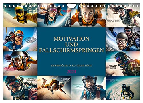 Motivation und Fallschirmspringen (Wandkalender 2024 DIN A4 quer), CALVENDO Monatskalender von CALVENDO