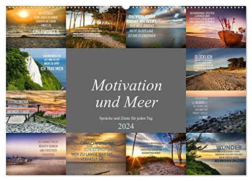 Motivation und Meer (Wandkalender 2024 DIN A2 quer), CALVENDO Monatskalender