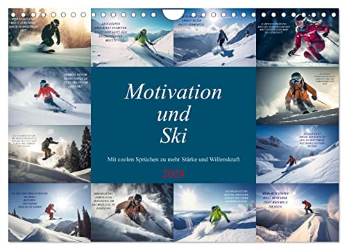 Motivation und Ski (Wandkalender 2024 DIN A4 quer), CALVENDO Monatskalender von CALVENDO