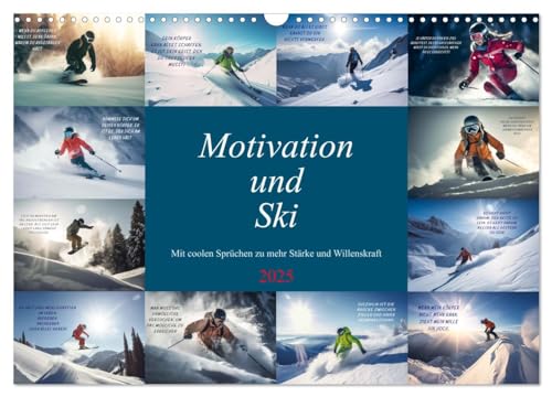 Motivation und Ski (Wandkalender 2025 DIN A3 quer), CALVENDO Monatskalender