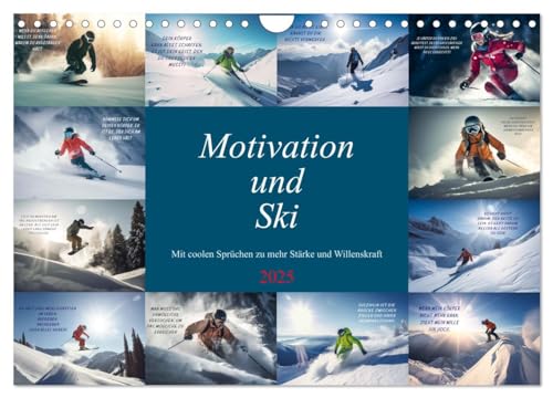 Motivation und Ski (Wandkalender 2025 DIN A4 quer), CALVENDO Monatskalender