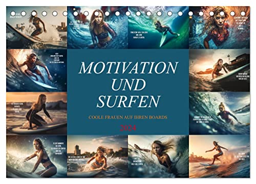 Motivation und Surfen (Tischkalender 2024 DIN A5 quer), CALVENDO Monatskalender von CALVENDO