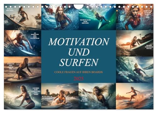 Motivation und Surfen (Wandkalender 2025 DIN A4 quer), CALVENDO Monatskalender