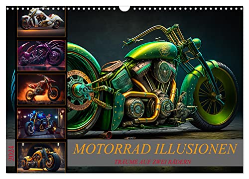 Motorrad illusionen (Wandkalender 2024 DIN A3 quer), CALVENDO Monatskalender