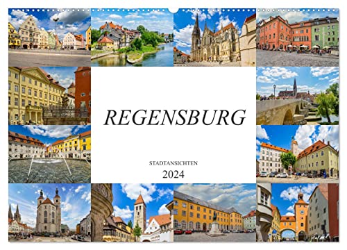 Regensburg Stadtansichten (Wandkalender 2024 DIN A2 quer), CALVENDO Monatskalender
