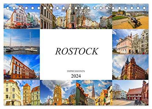 Rostock Impressionen (Tischkalender 2024 DIN A5 quer), CALVENDO Monatskalender