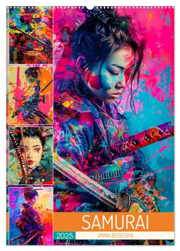 Samurai - Onna Bugeisha (Wandkalender 2025 DIN A2 hoch), CALVENDO Monatskalender: Erleben Sie jeden Monat die Pracht der legendären Kriegerinnen ... und beeindruckenden Farben! (CALVENDO Kunst) von CALVENDO