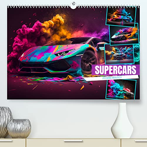 Supercars im Farbenrausch (hochwertiger Premium Wandkalender 2024 DIN A2 quer), Kunstdruck in Hochglanz