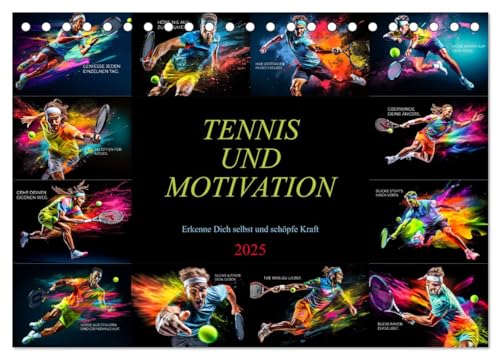 Tennis und Motivation (Tischkalender 2025 DIN A5 quer), CALVENDO Monatskalender