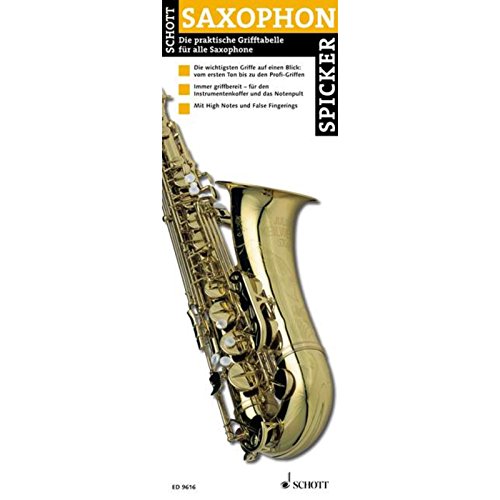 Saxophon-Spicker. Die praktische Grifftabelle für Saxophone: Die praktische Grifftabelle für alle Saxophone. Saxophon.