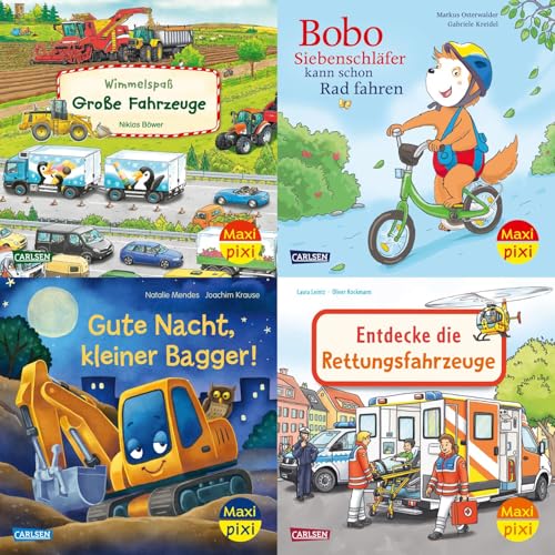 Maxi-Pixi-4er-Set 123: Große Räder – kleine Räder (4x1 Exemplar): 4 Minibücher rund um Fahrzeuge für Kinder ab 3 Jahren (123) von Carlsen