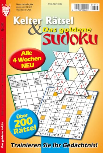kelter Rätsel & Das goldene Sudoku Nr. 313 VDZ17865 kelter Rätsel & Das goldene Sudoku Nr. 313 VDZ17865