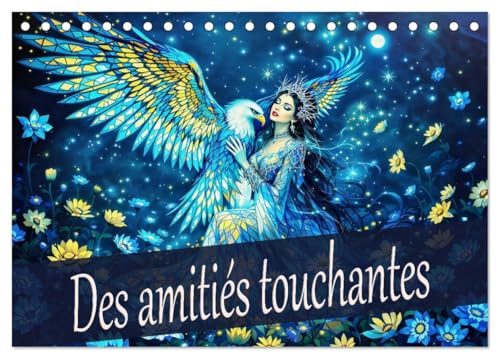 Des amitiés touchantes (Calendrier de bureau 2025 DIN A5 vertical), CALVENDO calendrier mensuel: Union magique de l'animal et de la femme, créée avec l'IA. von Calvendo