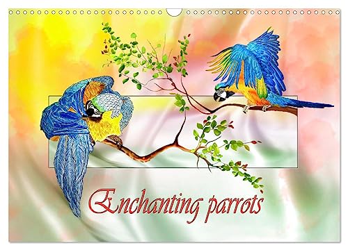 Enchanting parrots (Wall Calendar 2025 DIN A3 landscape), CALVENDO 12 Month Wall Calendar: Parrots from the world of coloured pencils
