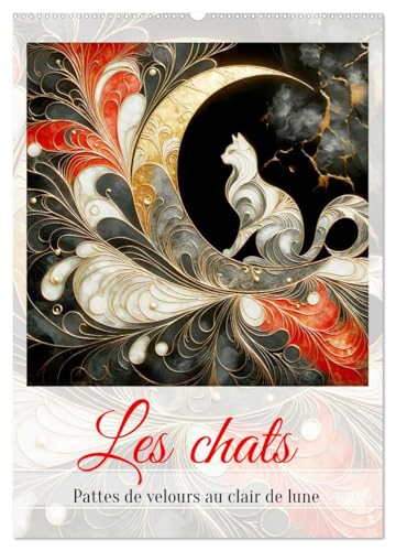 Les chats - Pattes de velours au clair de lune (Calendrier mural 2026 DIN A2 horizontal), CALVENDO calendrier mensuel: Voyage annuel avec des chats sous le signe de la lune. von Calvendo