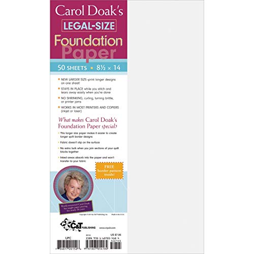 Carol Doak's Legal Size Foundation Paper: 50 Sheets, 8 1/2" x 14"