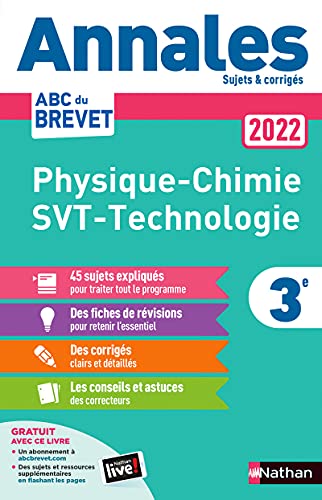 Annales Brevet 2022 - Physique-Chimie - SVT - Technologie - Corrigé: Sujets et corrigés von NATHAN