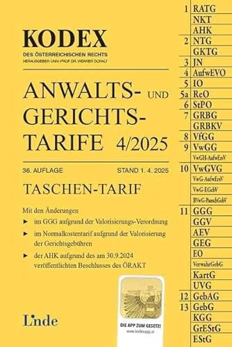 KODEX Anwalts- und Gerichtstarife 4/2025 (Kodex des Österreichischen Rechts) von Linde Verlag Ges.m.b.H.