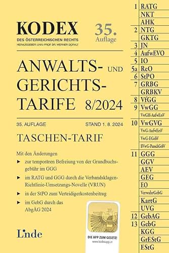 KODEX Anwalts- und Gerichtstarife 8/2024 (Kodex des Österreichischen Rechts) von Linde Verlag Ges.m.b.H.