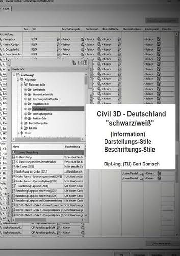 Cvil 3D Deutschland / Civil 3D-Deutschland, 2. Buch, "schwarz/weiß" (Information), Darstellungs-Stile, Beschriftungs-Stile: 2. Buch, Autodesk Civil 3D ... Hintergrund, Hinweise für die Anwendung